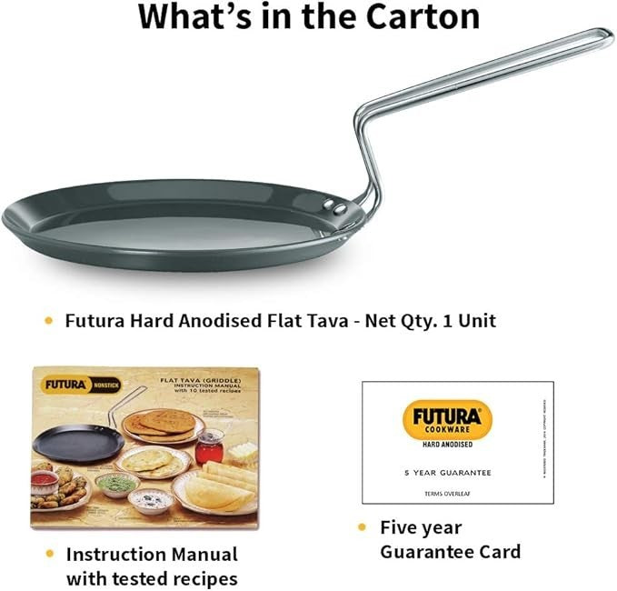 Hawkins Futura Hard Anodised Flat Tava, 26 cm Diameter - FREE SHIPPING